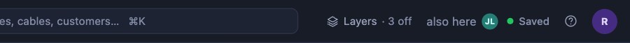 The top bar showing another person is also in this network, with their initials, beside the sync status.